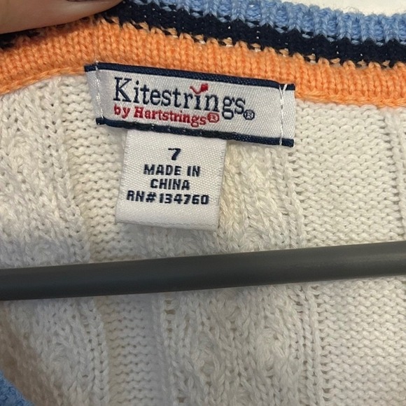Vintage Kitestrings by Hartstrings Light Blue and White Kids Sweater Vest Size 7 - Picture 5 of 6